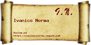 Ivanics Norma névjegykártya